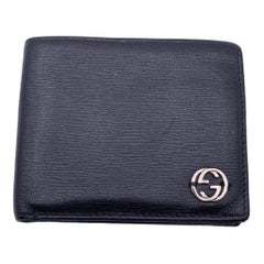 Gucci Black Leather Bifold Card Wallet with GG Logo
