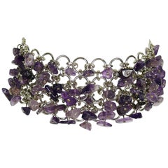 Paco Rabanne Vintage Chainmail and Quartz Choker Necklace