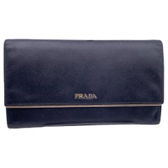 Prada Black Saffiano Leather Large Contnental Wallet 1MH311