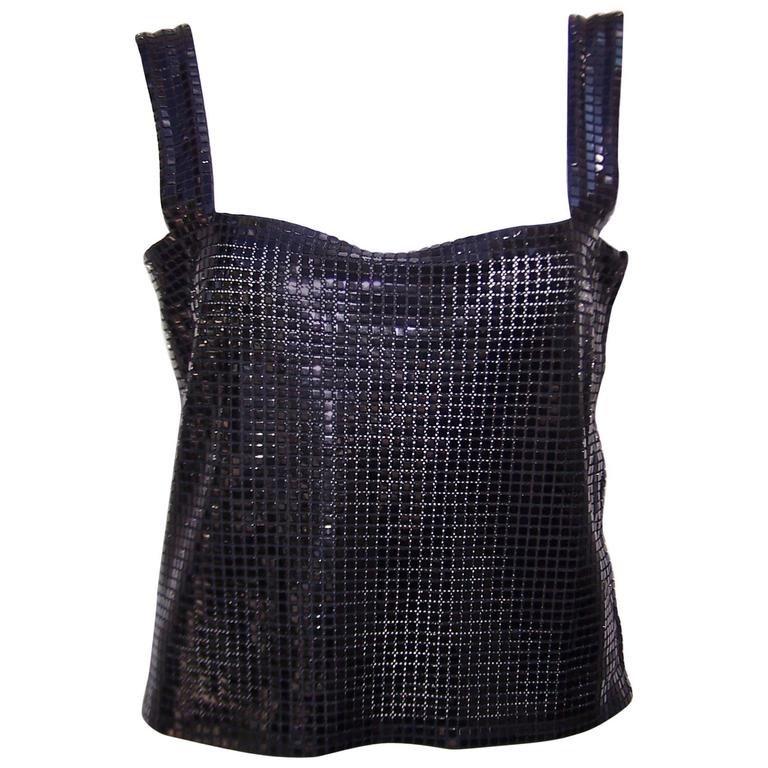 1980's Krizia Space Age Black Mesh Disco Top For Sale at 1stdibs
