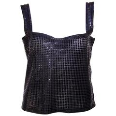 1980's Krizia Space Age Black Mesh Disco Top 8