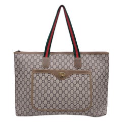 Gucci Plus Vintage Beige GG Monogramm Segeltuch Tote Duffle Bag Handtasche