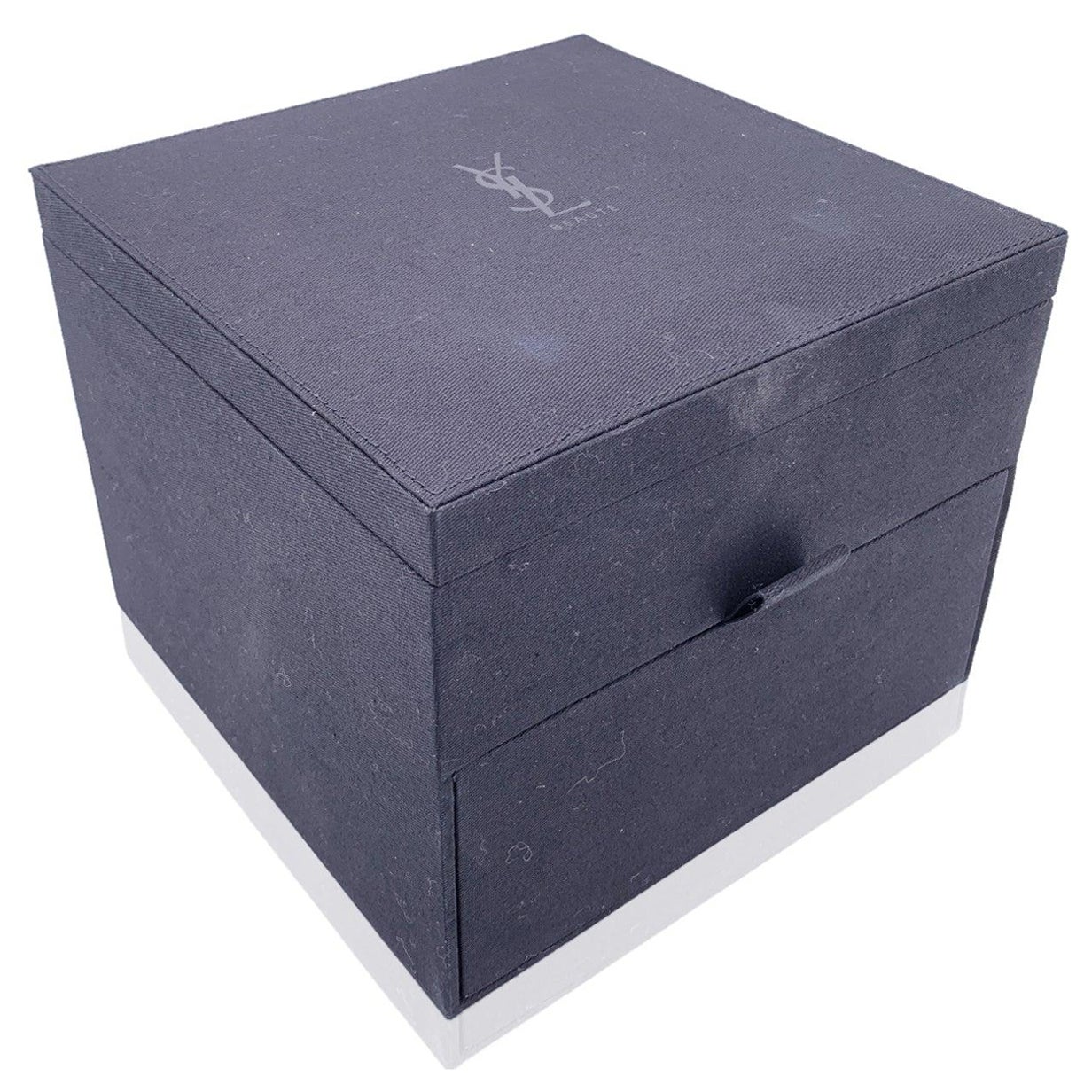 Yves Saint Laurent Black Fabric Jewelry Storage Trinket Box Case For Sale