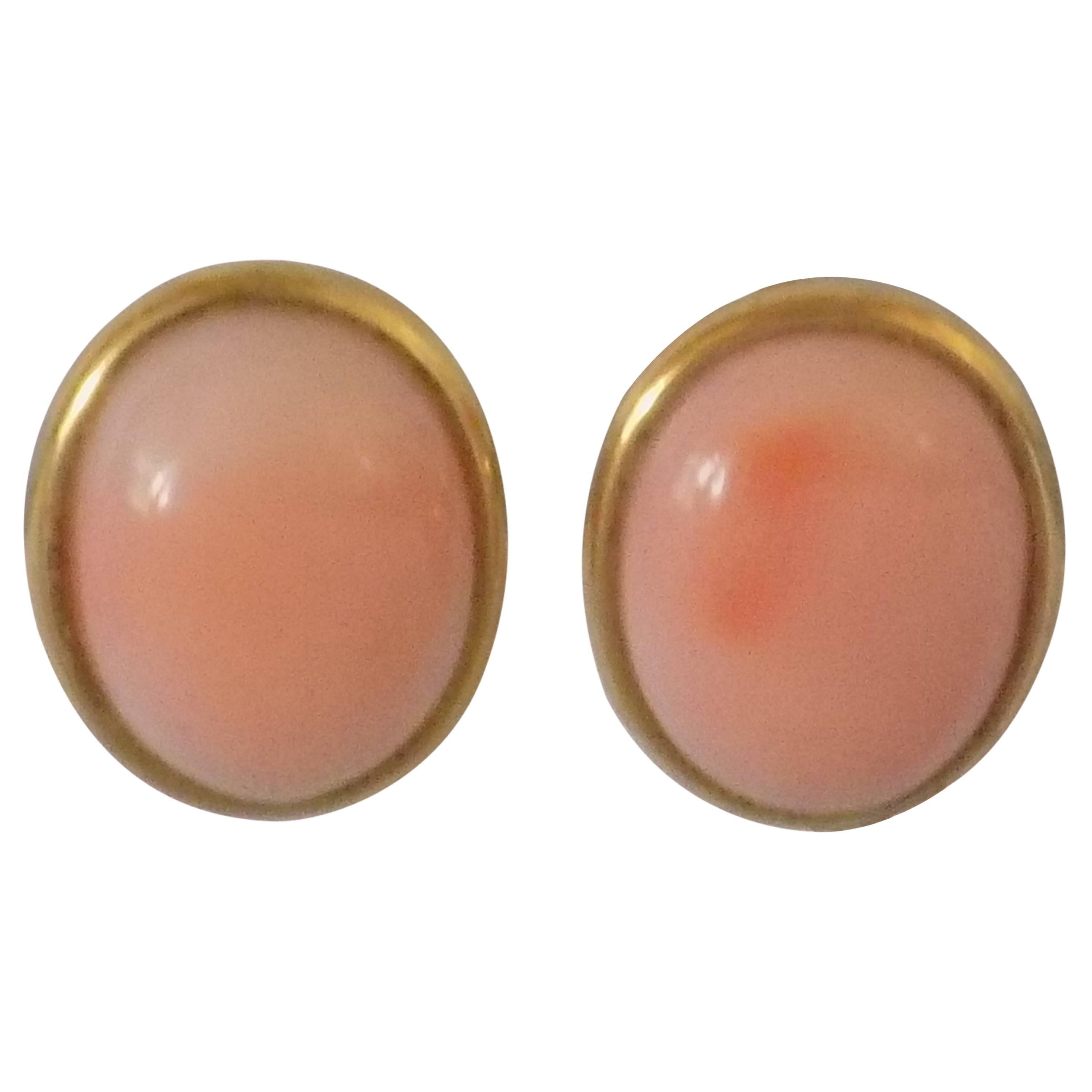 18kt Gold Pink Coral Earrings