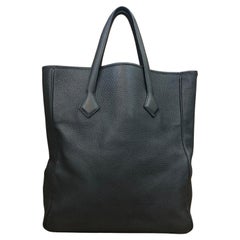 HERMES Taurillon Clemence Victoria II Cabas 35 Tote Bag Black
