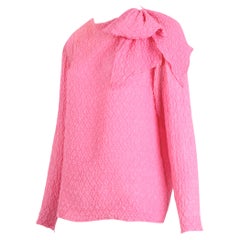 Yves Saint Laurent "rive gauche" 70s vintage bow on shoulder pink silk blouse