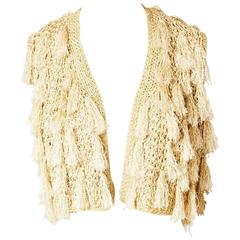 Vintage Scassi Crochet Vest with Tassels