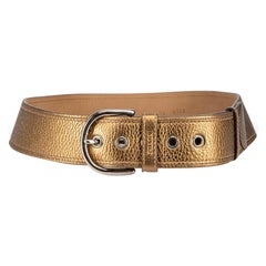 Prada Women's Gold Leather Metallic Belt