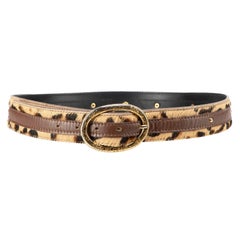 Roberto Cavalli Women's Just Cavalli Brown Leopard Print Leather Trim Belt