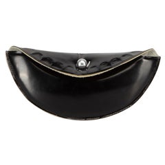 Used Maison Margiela Women's Black Leather Half Moon Pearl Closure Clutch