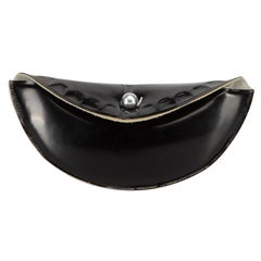 Maison Margiela Women's Black Leather Half Moon Pearl Closure Clutch