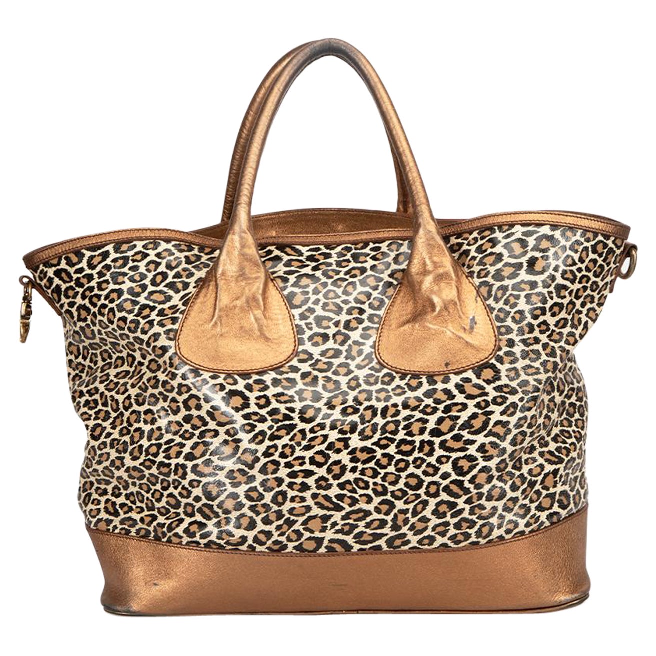 Dolce and Gabbana Women's D&G Bronze Leather Leopard Print Tote