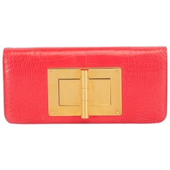 Tom Ford Women's Embossed Leather Natalia East West Turnlock Convertible Clutch
