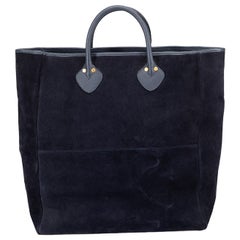 Gucci Women's 1990s Navy Blue Suede Top Handle Tote