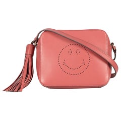 Anya Hindmarch Women's Dusty Pink Leather Smiley Perforated Crossbody Bag