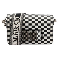 Dior Women's Dio(r)evolution SS2018 Black & White Calfskin Checkered Flap Bag
