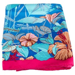 Hermès Women's Blue & Pink Silk Flamingo Party Printed Scarf