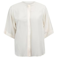 Chloé Cream Silk Short Sleeve Blouse Size S