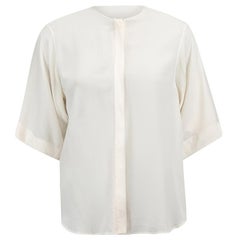 Chloé Creme Seide kurze Ärmel Bluse Größe S