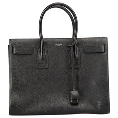 Saint Laurent Women's Black Grained Leather Sac de Jour Handbag