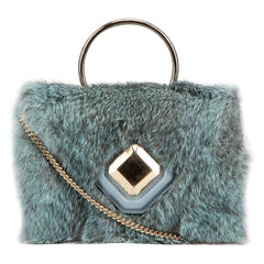 Used Elie Saab Women's Blue Fur Mini Bag