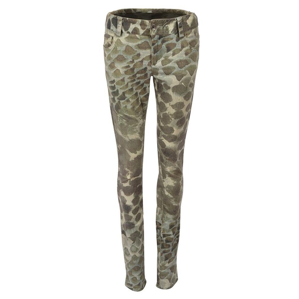 Alice + Olivia Khaki Denim Abstract Printed Skinny Jeans Size XS For Sale