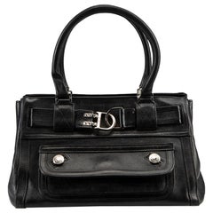 Dior Damen Vintage Dior Flight Umhängetasche aus schwarzem Leder