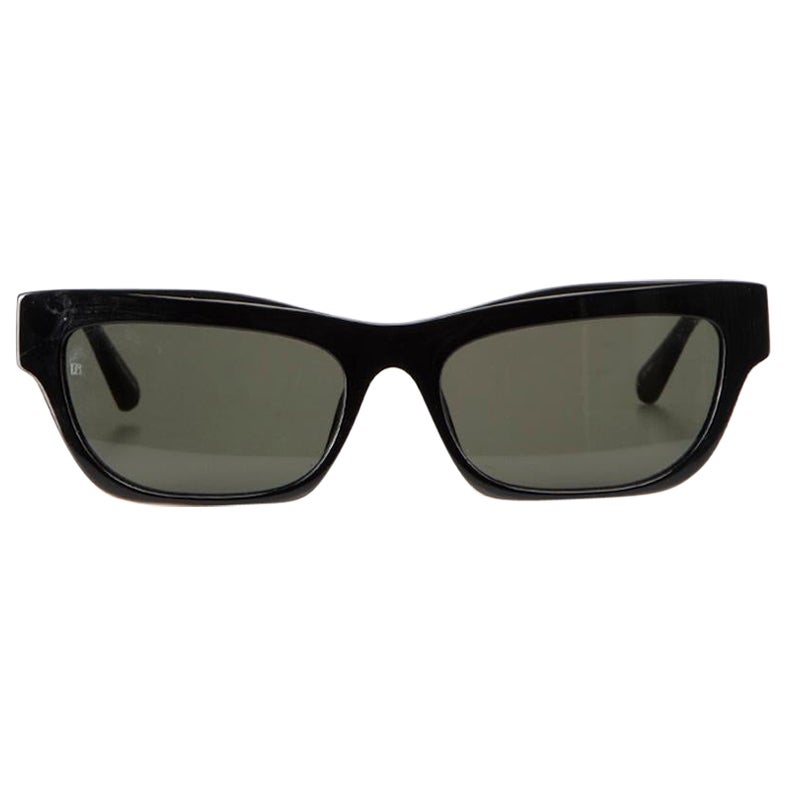 Women's Linda Farrow x Paco Rabanne Black Rectangular Frame Moe Sunglasses