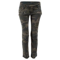 Used Balmain Camouflage Print Distressed Biker Jeans Size M