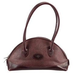 Mulberry Women's Used Burgundy Scotchgrain Aigner Half-Moon Shoulder Bag