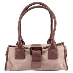 Mulberry Damen Vintage Jacquard-Logo-Tasche aus rosa Segeltuch mit Lederbesatz