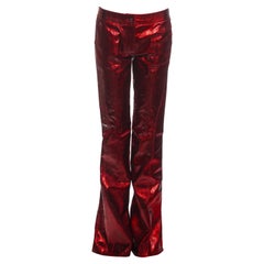 Pantalon évasé en python rouge métallisé Christian Dior by John Galliano, ss 2002