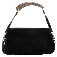 Saint Laurent Women's Vintage Black Suede Mombasa Top Handle Shoulder Bag