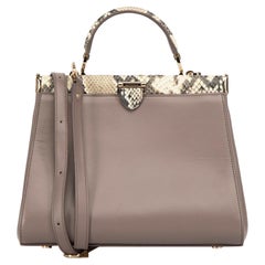 Aspinal of London Women's Taupe Leather Chanterelle Dockery Snap Top Handle Bag