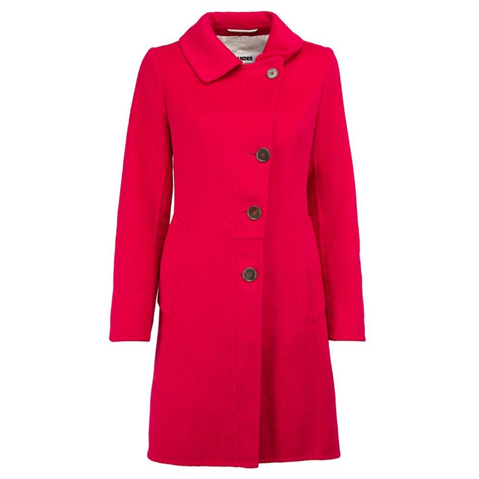 Jil Sander Fucshia Pink Wool Single Breasted Coat Size M