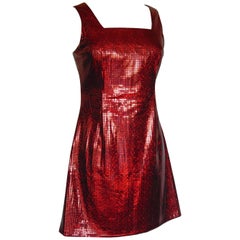 Vintage Versace Red Jumper Dress with Large Sequins