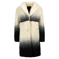 Maje Cream & Black Faux Shearling Coat Size L