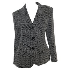 Chanel - Blazer vintage en laine blanche et noire, collection automne/hiver 1998