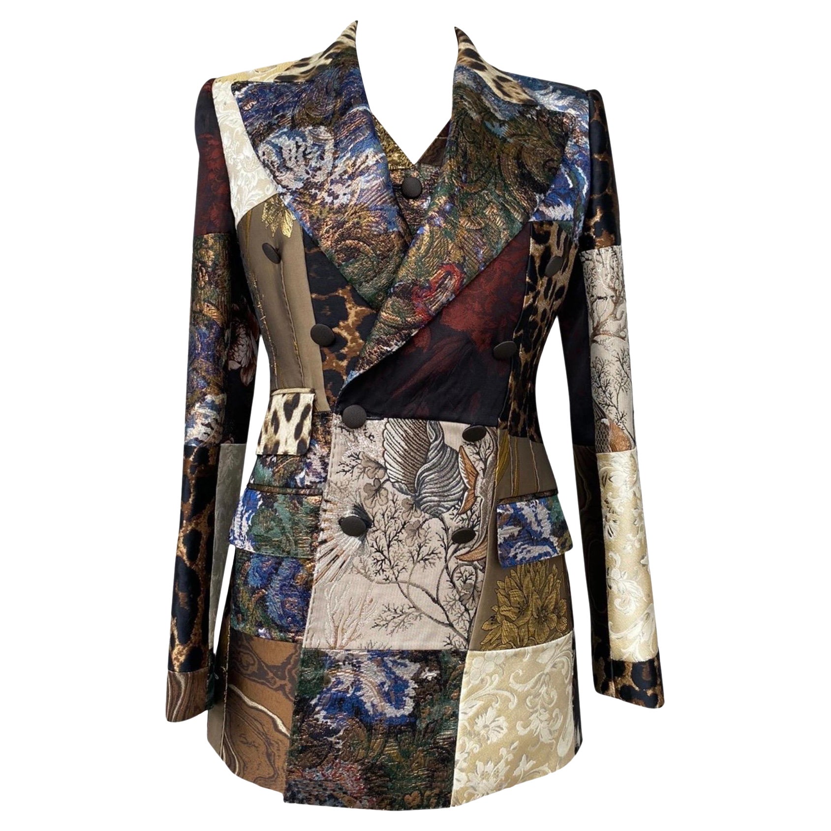 Dolce and Gabbana Spring 2021 mixed patchwork gilet and Jacket For Sale