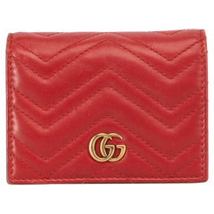 Used Gucci Women's Red Leather GG Marmont Matelasse Wallet