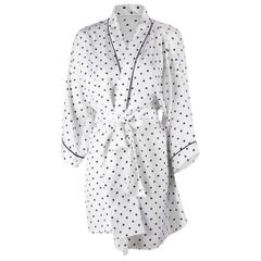 Rodarte White & Black Silk Polkadot Belted Evening Coat Size S