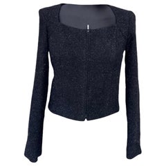 Chanel black lurex zip Jacket