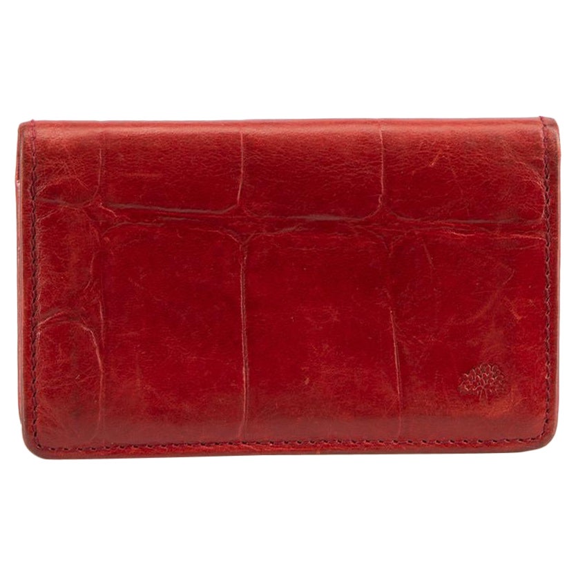 Mulberry Women's Vintage Red Leather Croc Embossed Card Holder