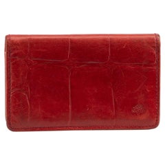 Mulberry Women's Vintage Red Leather Croc Embossed Card Holder