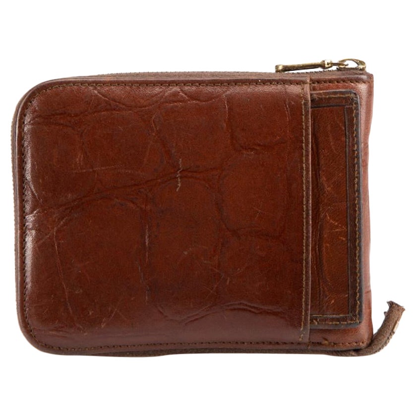 Mulberry Women's Vintage Briwn Leather Croc Embossed Zipped Wallet