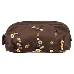 Marsupio vintage da donna Prada con ricamo in raso marrone