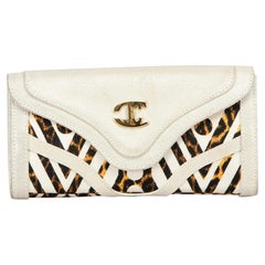 Used Roberto Cavalli Women's Just Cavalli White Leather Print Panelled Bifold Wallet