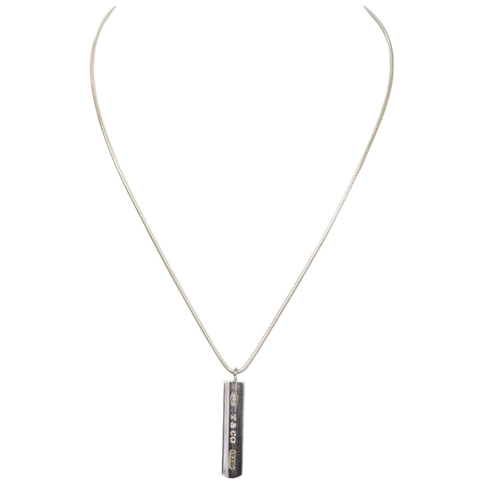 tiffany bar necklace, silver bar 