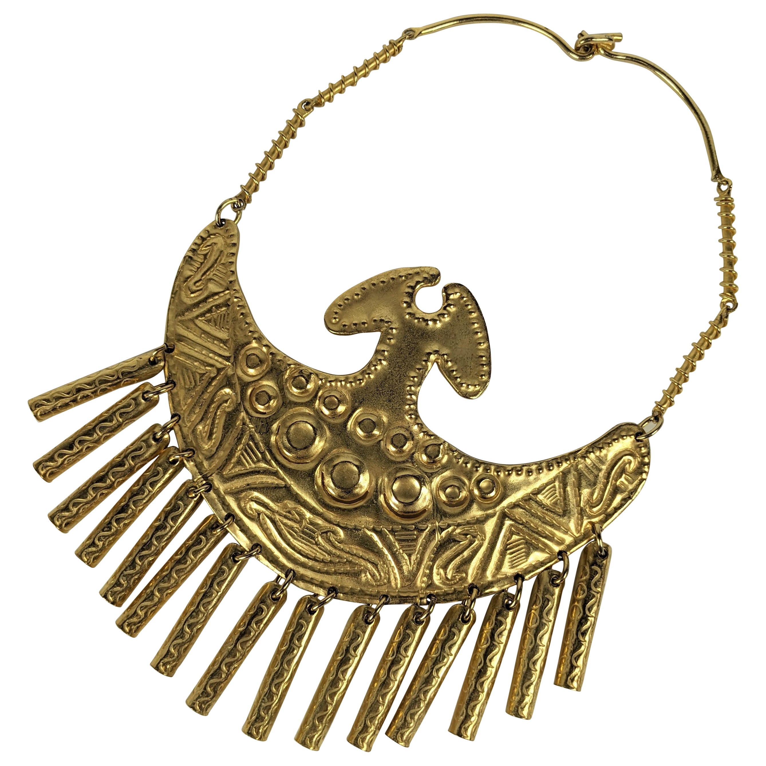 Massive Gilt Breast Plate Necklace, Alexis Kirk For Sale