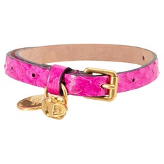 Alexander McQueen Women's Pink Snakeskin Charm Bracelet